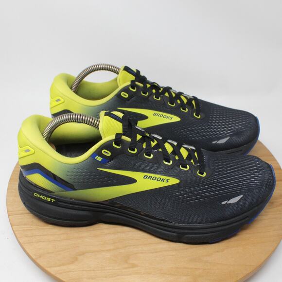 Brooks Shoes Mens 9 Ghost 15 Running Sneakers Black Yellow Comfort Athleisure - Picture 2 of 12